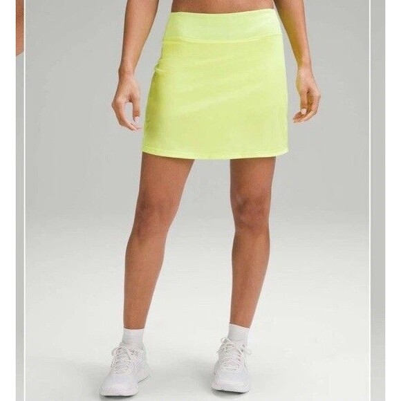 lululemon athletica Dresses & Skirts - Lululemon Pace Rival Mid-Rise Skirt Extra Long Electric Lemon Women's Size 4